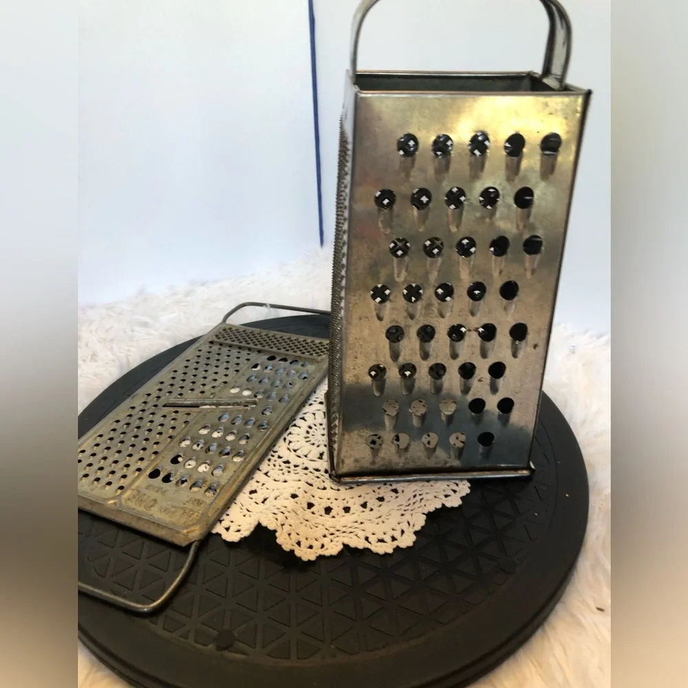 Set of Vintage Graters Box Grater and Flat Grater